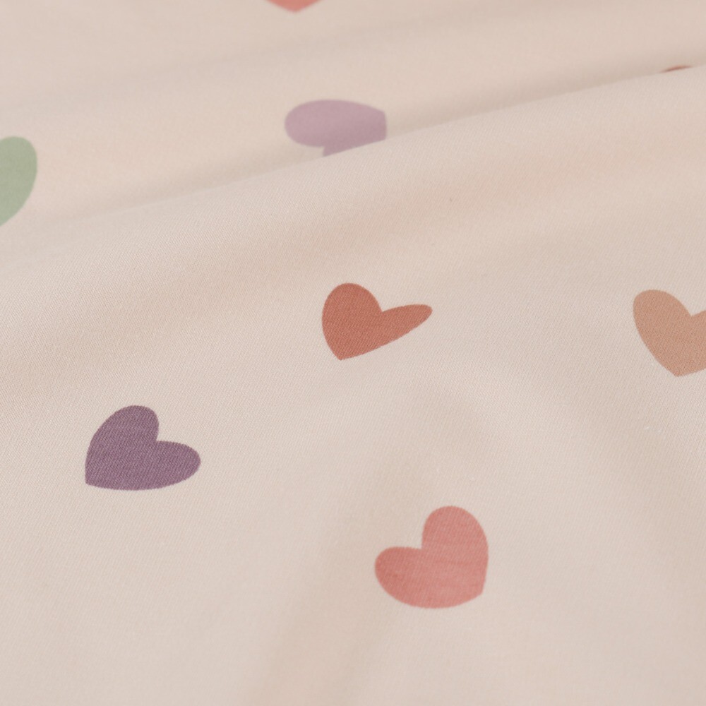 French terry hearts light pink