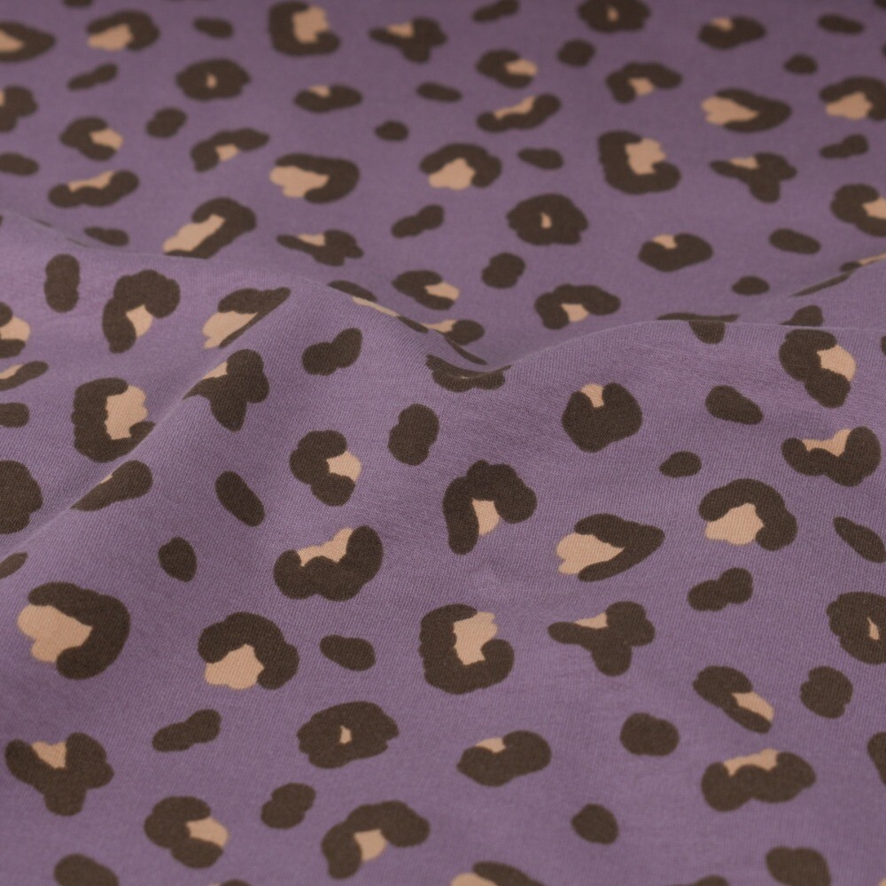 French terry leopard mauve