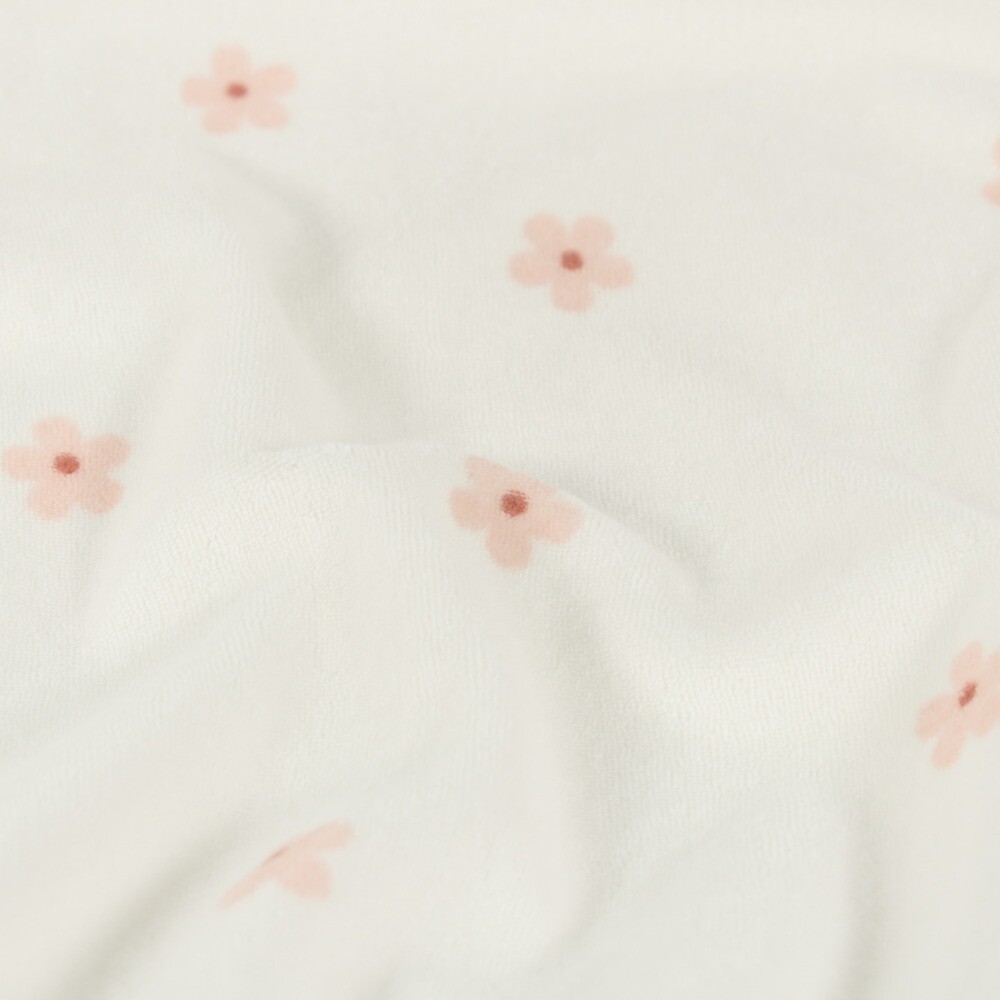 Stretch terry toweling flowers offwhite