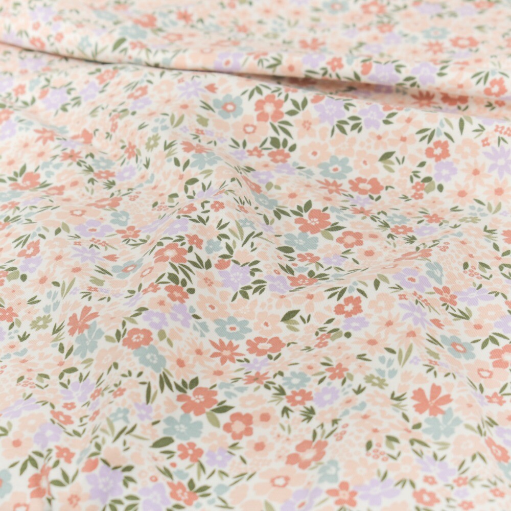 Cotton jersey flowers offwhite