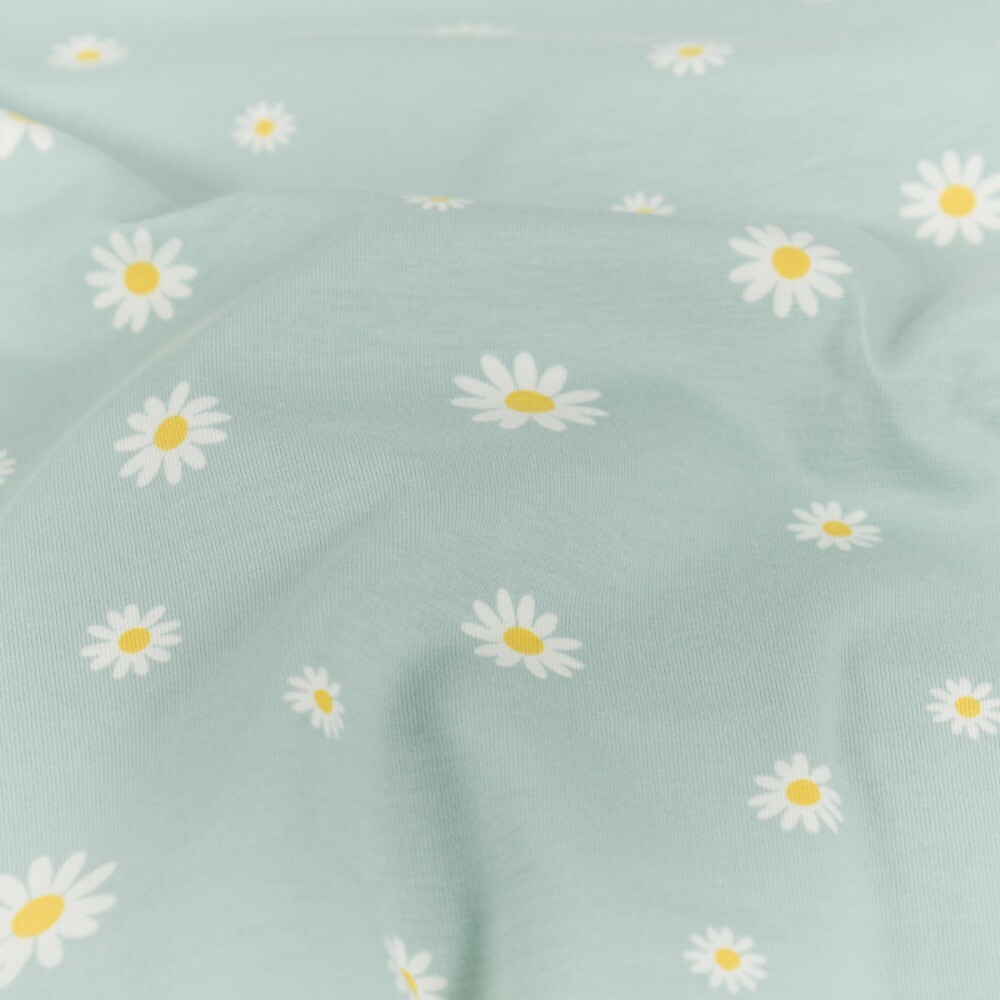 Cotton jersey flowers baby blue