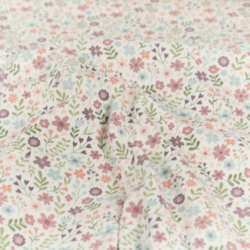 Cotton jersey flowers offwhite