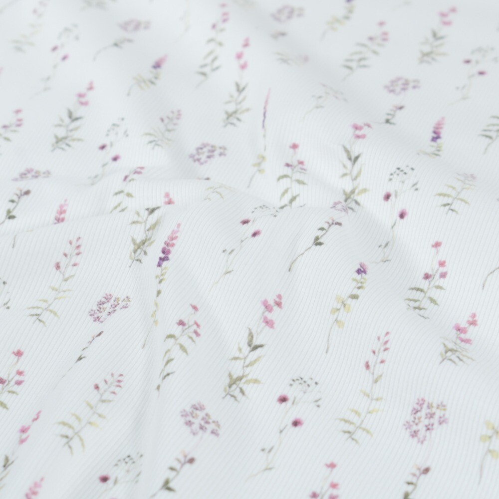 rib jersey digital print flowers offwhite