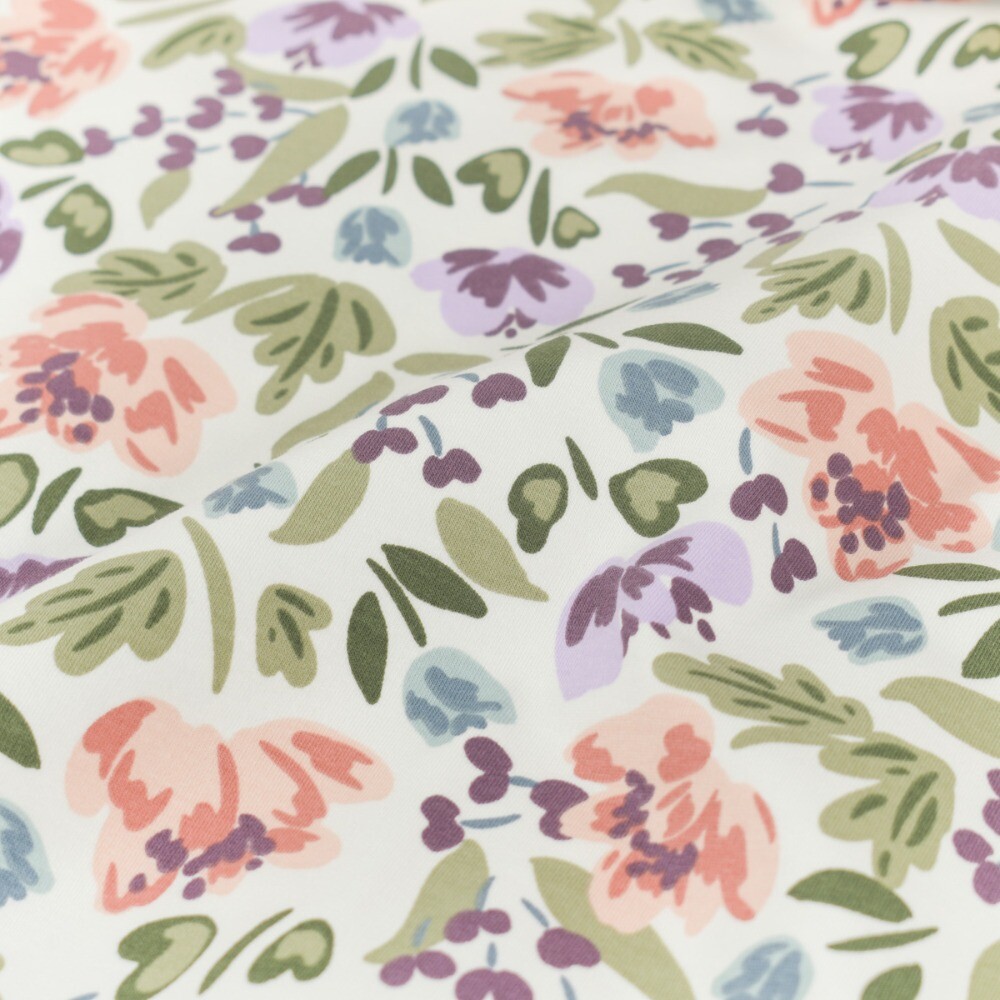 French terry flowers offwhite