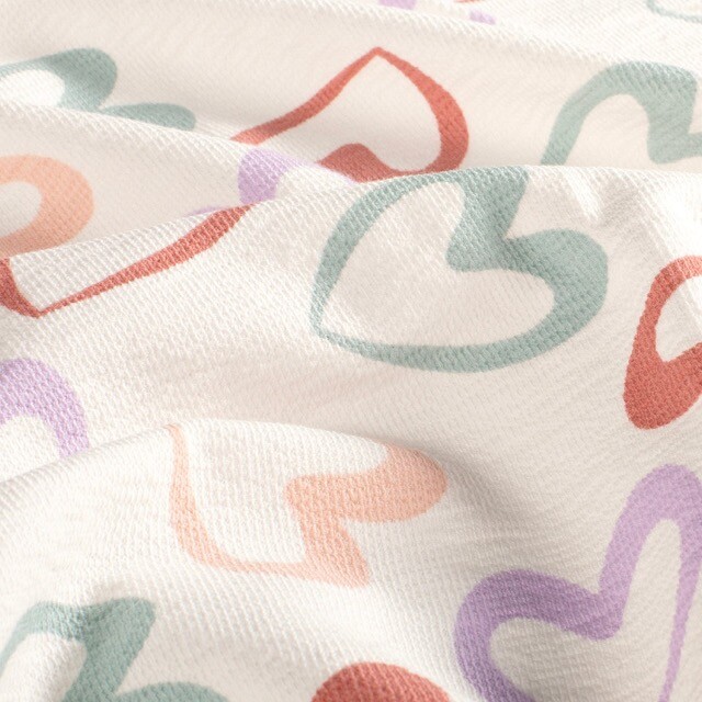 Terry crepe hearts offwhite