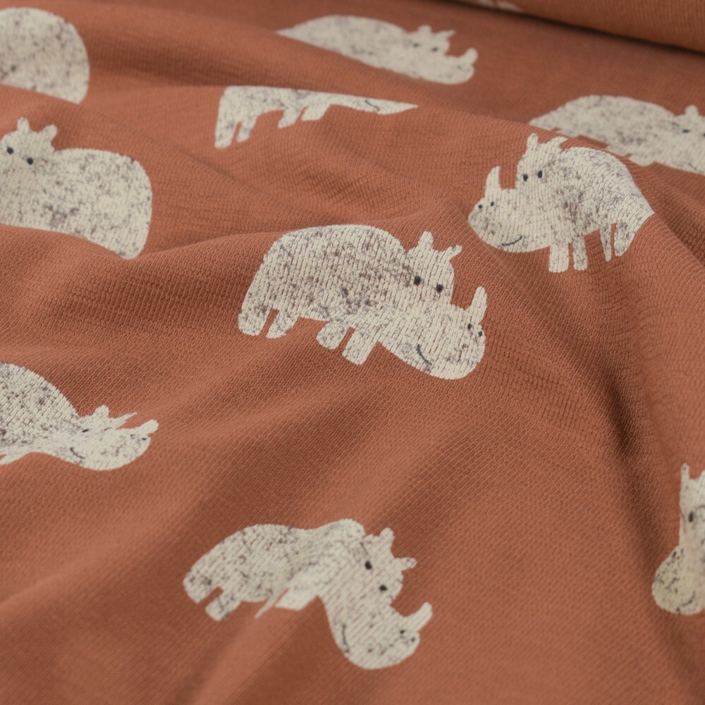 Terry crepe rhinos old pink