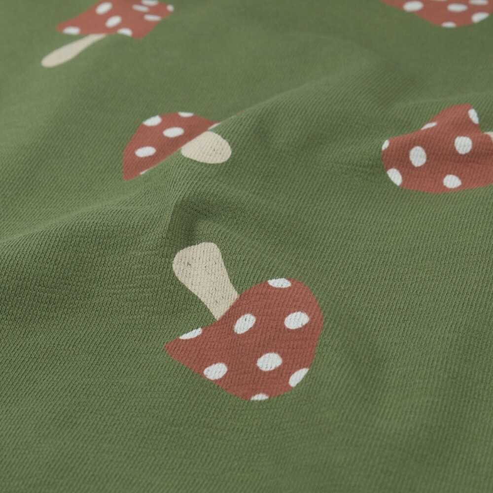 Terry crepe mushrooms forest green