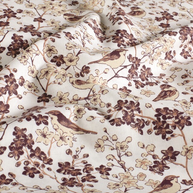 Cotton poplin birds offwhite