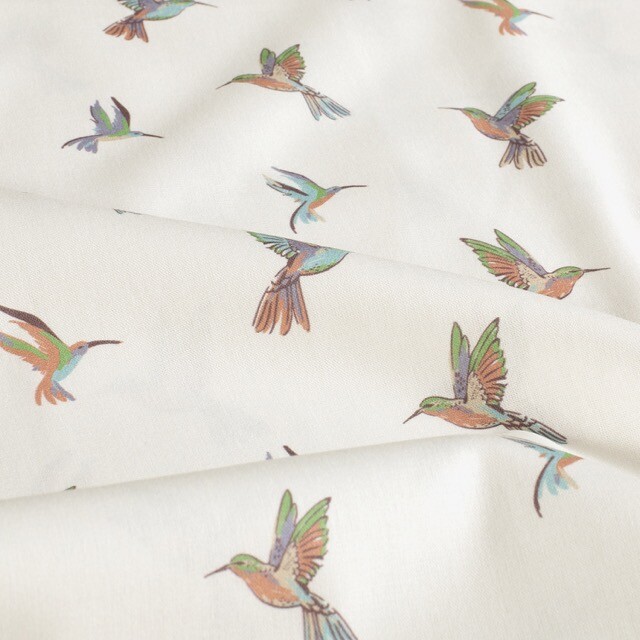 Cotton poplin birds offwhite