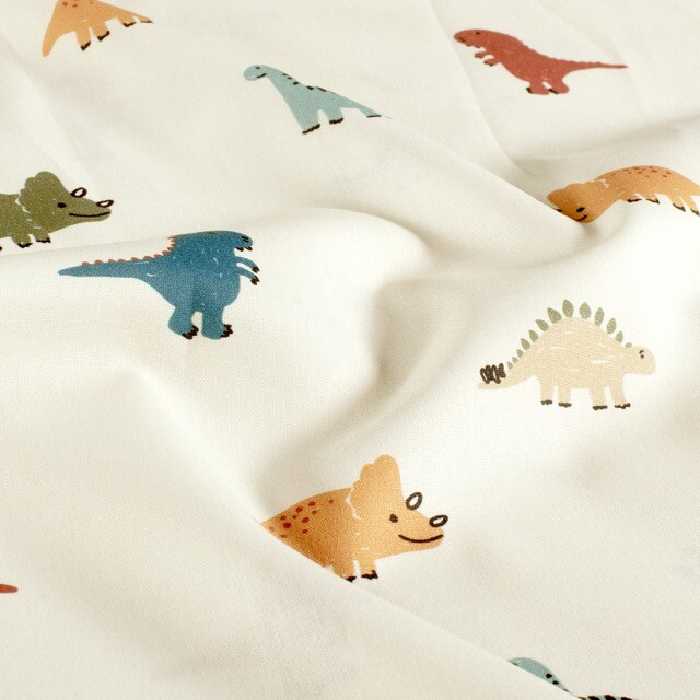 Cotton poplin dinos offwhite