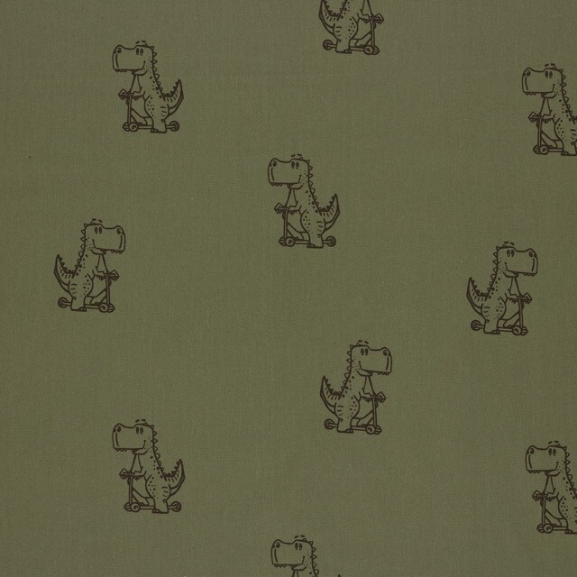 Cotton poplin dinos dark green