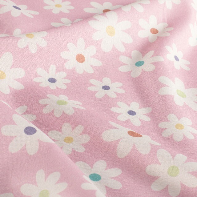 Cotton poplin flowers pink