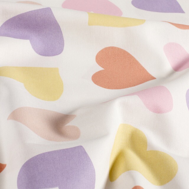 Cotton poplin hearts offwhite