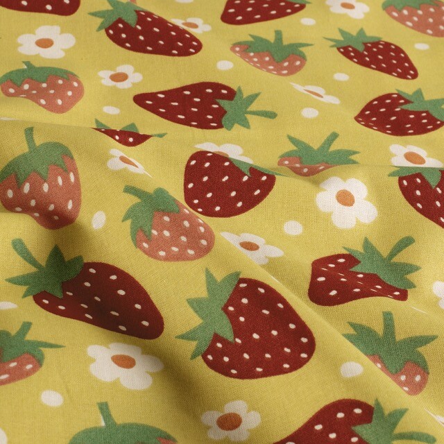 Cotton poplin strawberries ocher