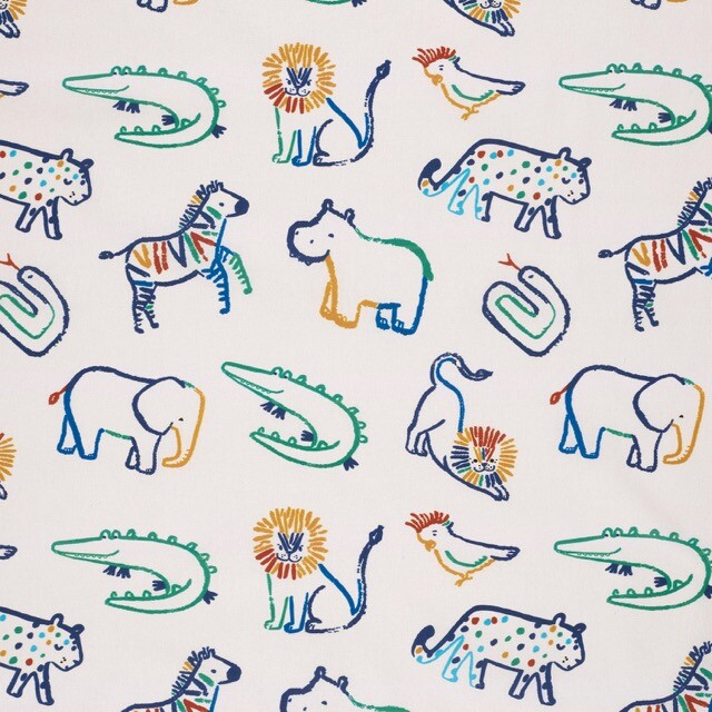 Cotton poplin animals offwhite