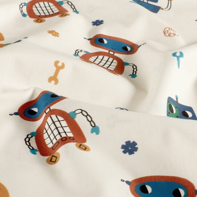 Cotton poplin robots offwhite