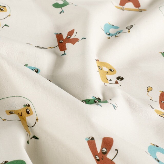 Cotton poplin letters offwhite