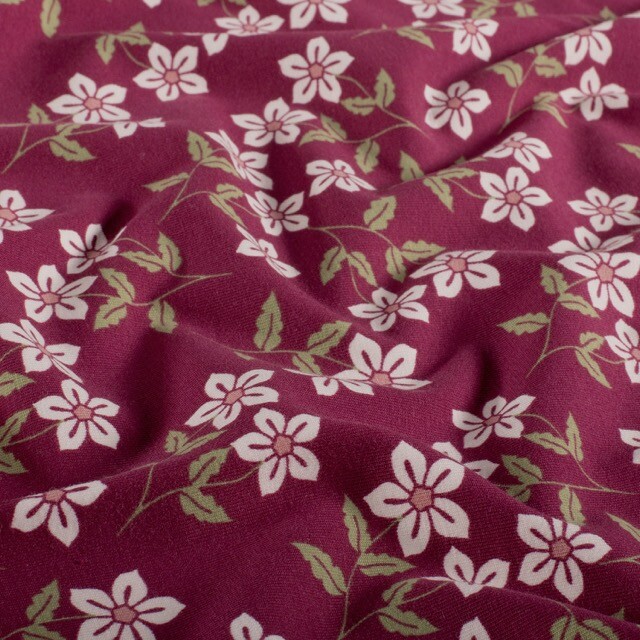 Cotton jersey flowers wine-red