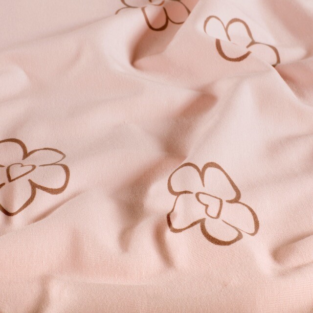 Cotton jersey flowers pink
