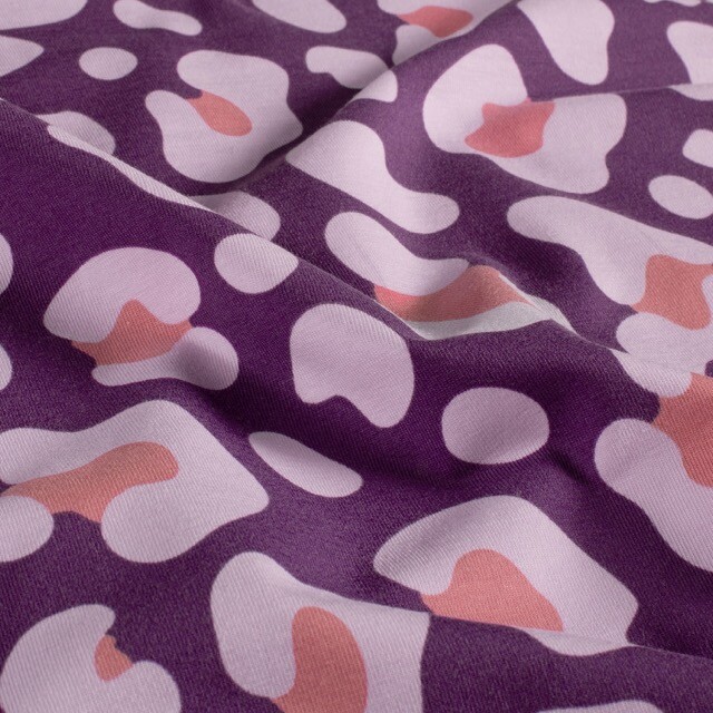 Cotton jersey leopard purple
