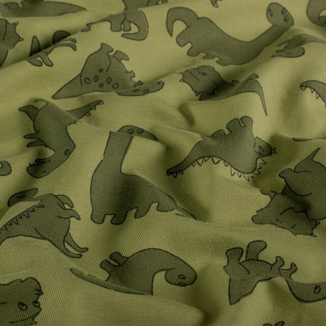 Cotton jersey dinos olive green