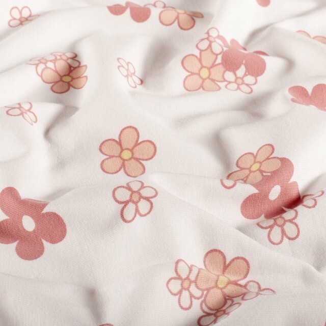 Cotton jersey flowers offwhite