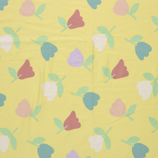 Cotton jersey flowers yellow