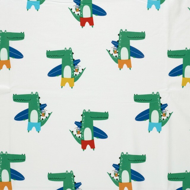 Cotton jersey crocodiles surfing offwhite