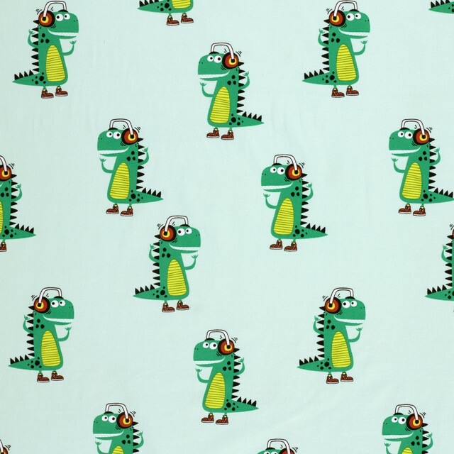 Cotton jersey dinos mint