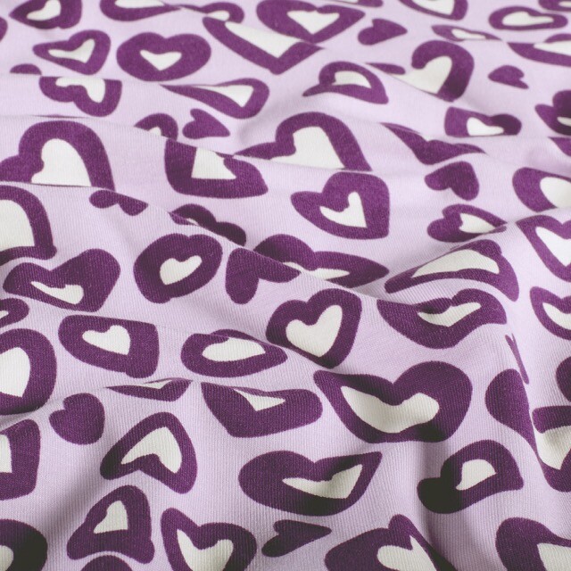Cotton jersey hearts lilac