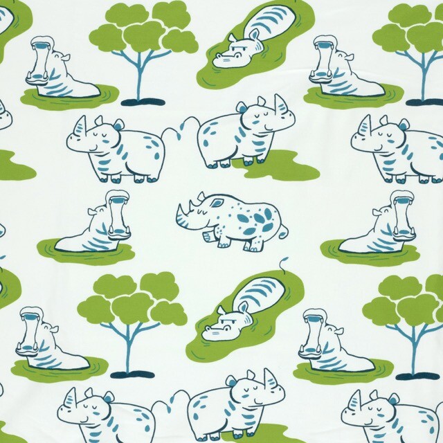 Cotton jersey hippos offwhite