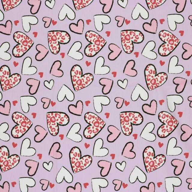 Cotton jersey hearts lilac