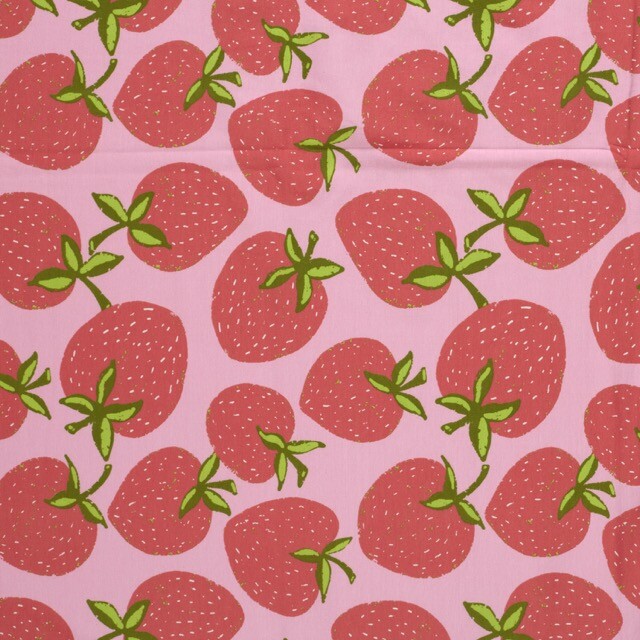 Cotton jersey strawberries pink