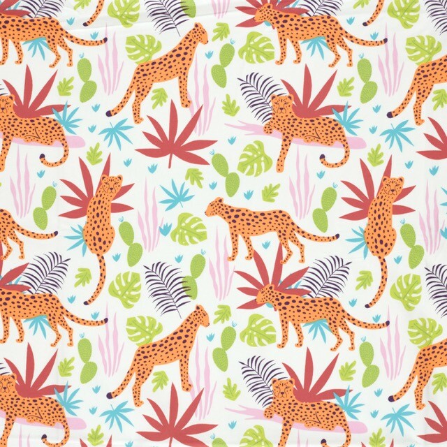 Cotton jersey leopards offwhite