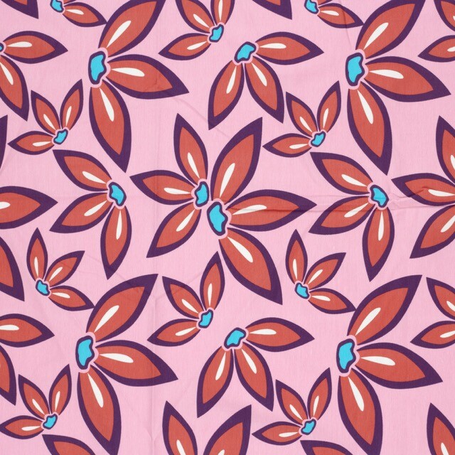 Cotton jersey flowers pink