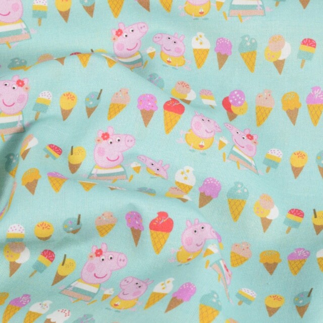 Cotton poplin peppa pig with icecream mint