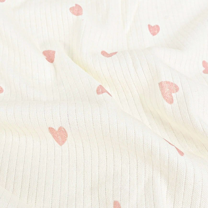 Rib jersey hearts old pink