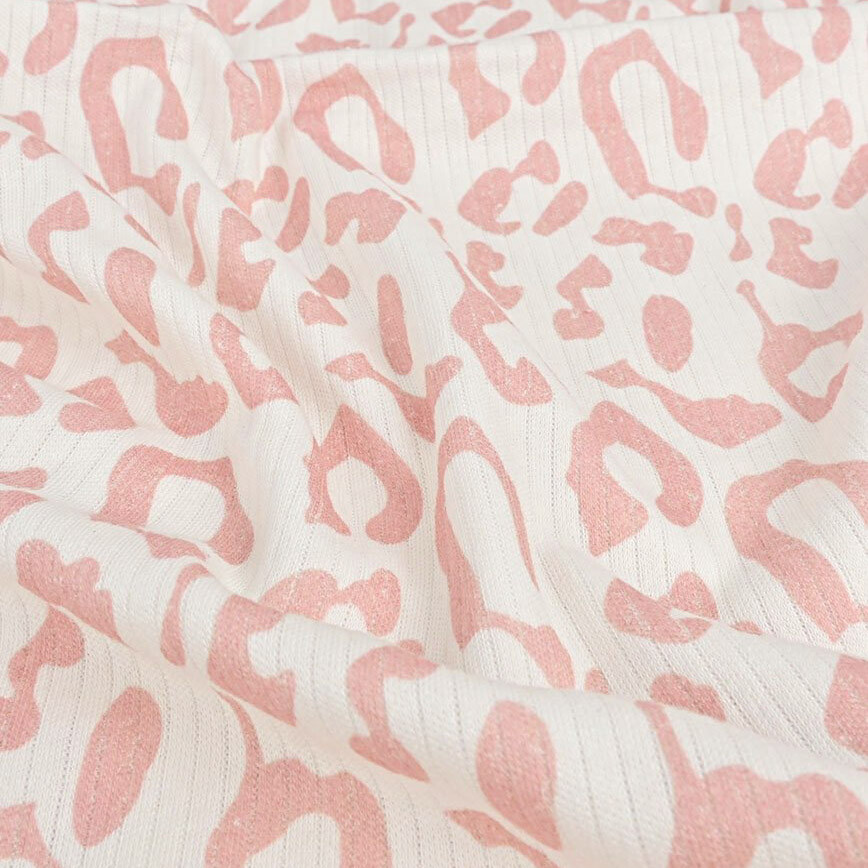 Rib jersey leopard old pink