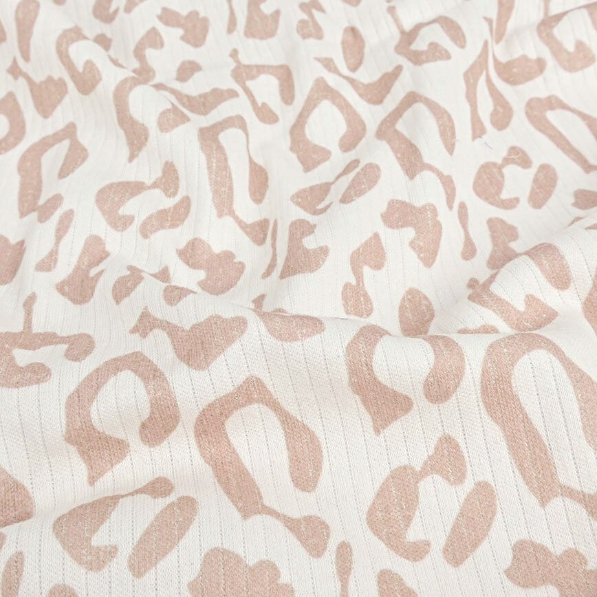 Rib jersey leopard dark beige