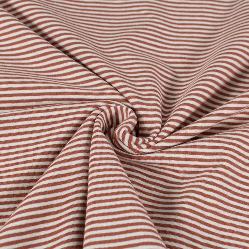 cotton jersey striped old pink/offwhite
