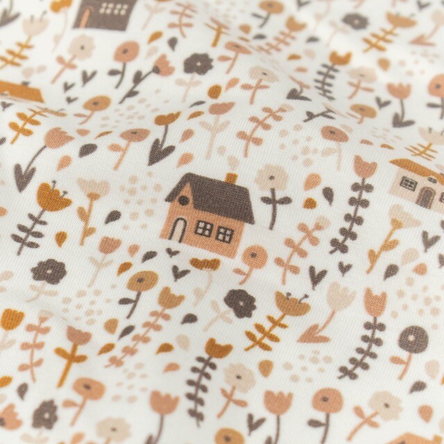Cotton jersey houses with flowers