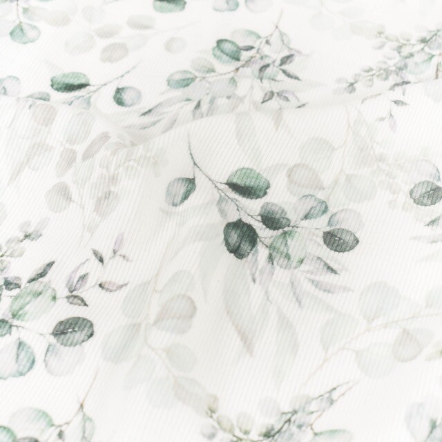 Rib jersey digital print eucalyptus offwhite