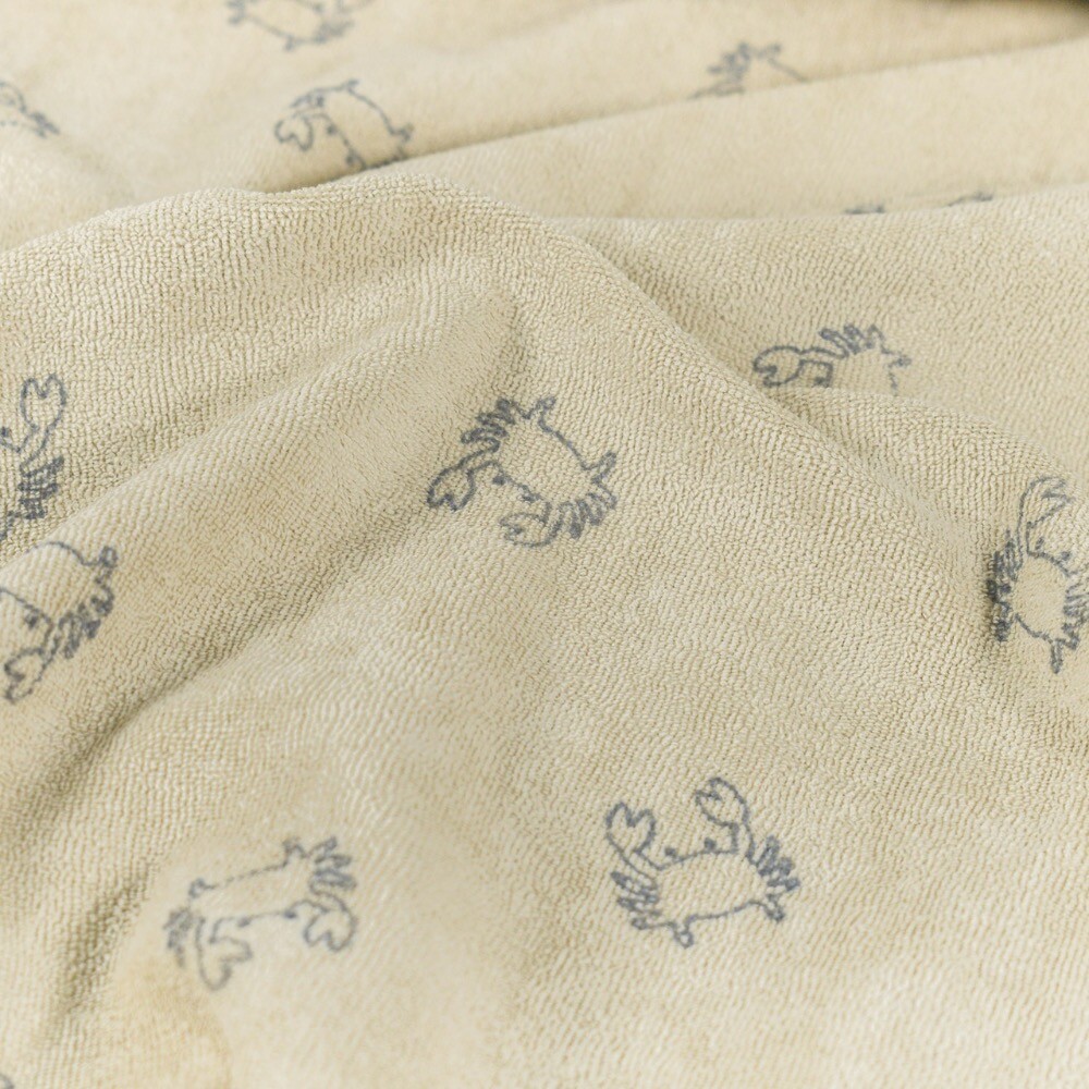 Stretch terry towelling printed crabs beige