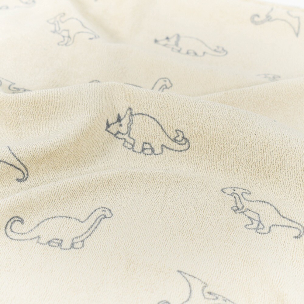 Stretch terry towelling printed dinos beige