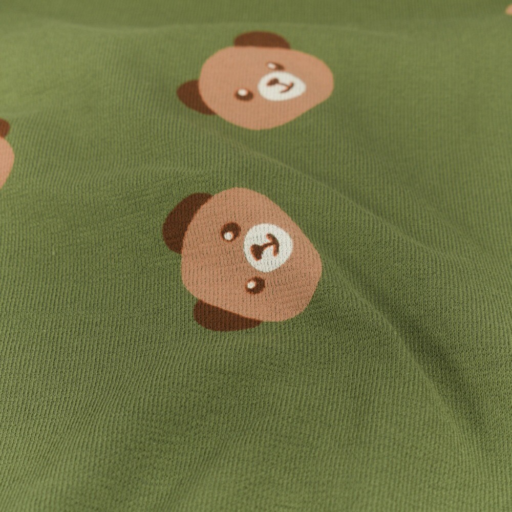 Terry crepe bears forest green