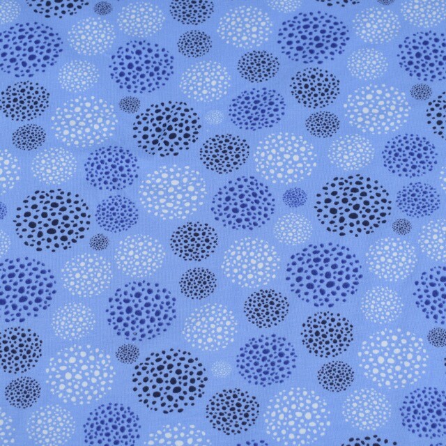 Cotton jersey abstract dots with dots light blue