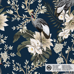 velvet fabric digital print flowers navy