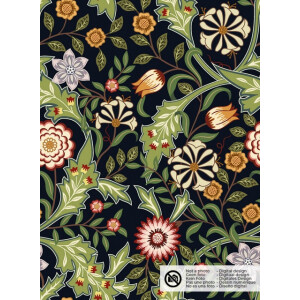 decoration fabric panama digital print flowers green