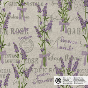 decoration fabric linen look digital print lavender beige