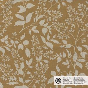 decoration fabric linen look digital print leaves camel